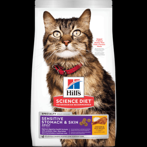 Science Diet Adult Sensitive Stomach & Skin Dry Cat Food 3.5lb - Poudre Pet and Feed Supply